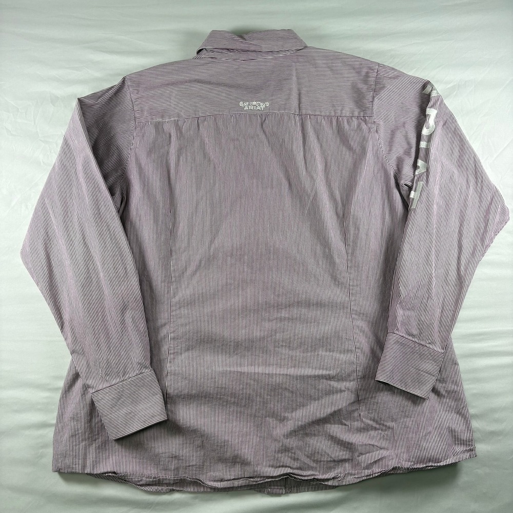 Ariat ReAL Button Down Shirt‎ Womens 1X Purple Striped Logo Sleeve Western - Picture 8 of 12